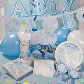 BABY SHOWER PLATES INVITAT IONS DECOR BLUE ITS A BOY