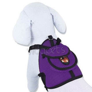 Purple Backpack Dog Harness Adjustable Comfort Wrap Pet Collar Small