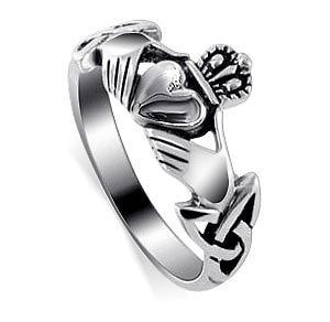 .925 Silver Irish Claddagh Friendship and Love Band Ring Sz 4 to 13