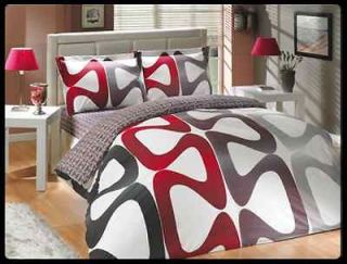 Queen Size Dark Red Oxblood Grey Geometric Bedding Set , Sheet, Pillow