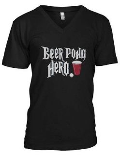 Beer Pong Hero Red Plastic Cup Ball Big And Bold Game Fun Mens V Neck