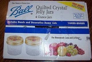 OZ. QUILTED CRYSTAL DECORATIVE JELLY/JAM BALL JARS, W/BANDS,LIDS