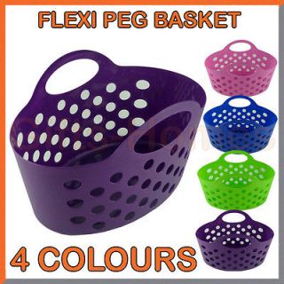 WASHING LINE CLOTHES PEG BAG FLEXIBLE PEGS HANDY BASKET WITH HANDLE