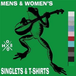 Frog   Toad music Banjo   Guitar Hobo Ladies Mens T Shirt Singlet
