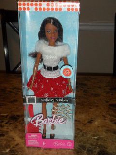 2007 African American Holiday Wishes Barbie with ornament and brush