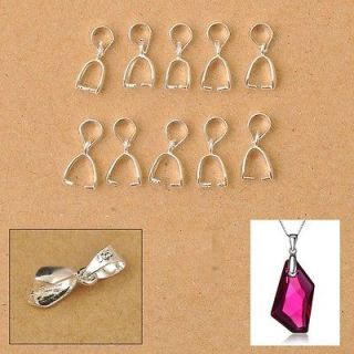 925 Sterling Silver Findings Bail Connector Bale Pinch Clasp Pendant