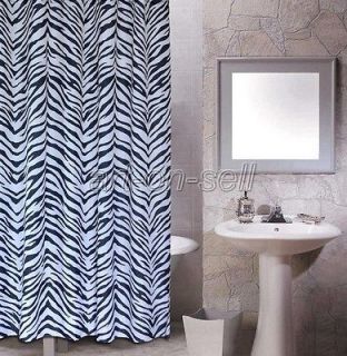 Black white across stripe design Bathroom Fabric Beautiful Shower