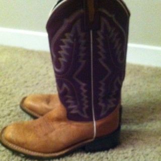 Size 6 Womens Cowboy Boots, Purple And Tan