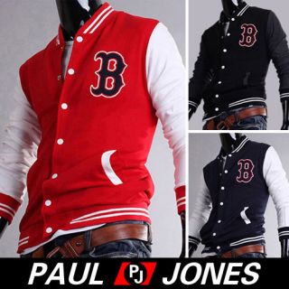 PJ Mens B Design Baseball Uniform Casual Sportswear Coat Jacket