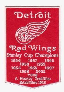 RED WINGS STANLEY CUP YEARS BANNER PATCH NHL DETROIT RED WINGS JERSEY
