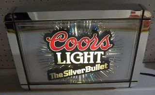 1990 Silver Bullet Coors Light Motion Starburst Bar Beer Electric Sign