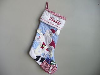 Pottery Barn Quilted Santa with list Stocking Daddy