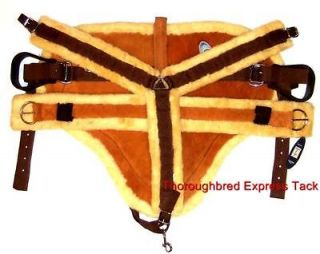 Draft Size Tan Real Suede Bareback Pad w/ Girth and Breast Harness