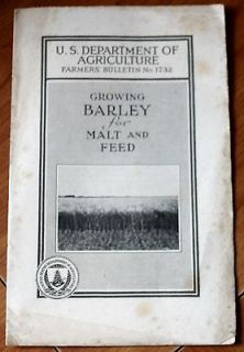 Growing Barley For Malt and Feed H. V. Harlan Grains Agriculture