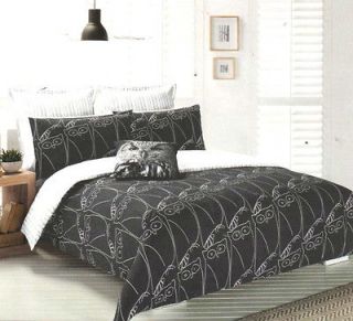 TAWNY OWL Greys Owl Outlines QUEEN Quilt/Doona Cover Set/Matching Owl