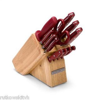 13 Piece KitchenAid Fine Edge Cutlery Set With Red Triple Riveted