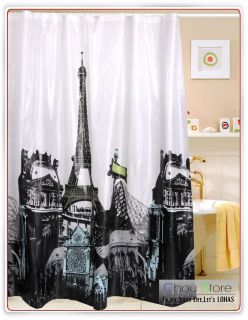 Eiffel Tower Pattern PEVA Bathroom Shower Curtain E1