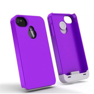 Hybrid Battery Case for iPhone 4 4S White/Purple   boost battery life