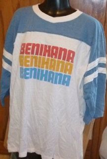 Vintage 80s BENIHANA rainbow stripe logo Jersey Tee T Shirt size XL