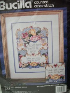 BUCILLA TOKEN OF LOVE WEDDING RECORD COUNTED CROSS STITCH KIT SEALED