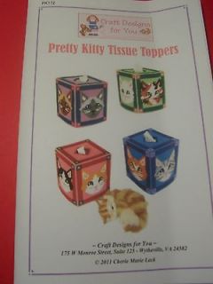 PRETTY KITTY _ TISSUE BOX COVERS_ plastic canvas PATTERN BOOKLET