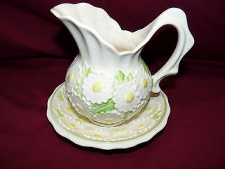 Vintage Miniature Enesco Daisy Pattern Pitcher and Basin