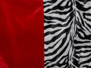 Red Black White Zebra faux fur throw blanket bedspread New 60x72