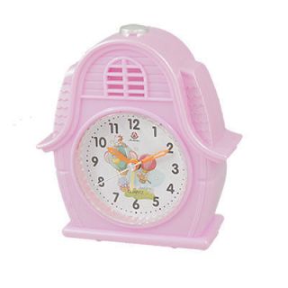 Battery Powered House Shaped Pink Plastic Alarm Clock