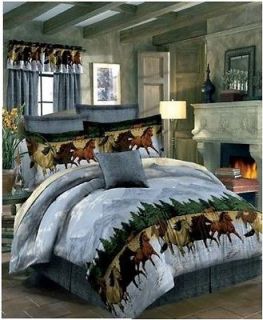 NEW WESTERN PONY HORSE FARM King Size Bed Comforter Set