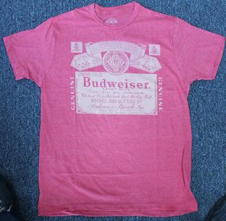 Budweiser King of Beers anheuser busch Authentic T shirt Red Heather