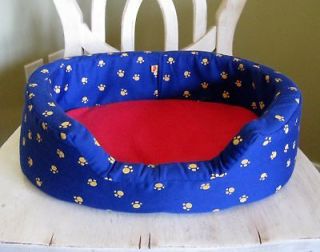Build A Bear Plush Oval Bed/s Soft Blue/Red/Paw Prints