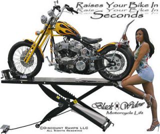 BLACK WIDOW AIR MOTORCYCLE LIFT TABLE HOIST DROP PANEL WHEEL CHOCK (BW