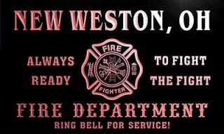 qy63433 r FIRE DEPT NEW WESTON, OH OHIO Firefighter Neon Sign