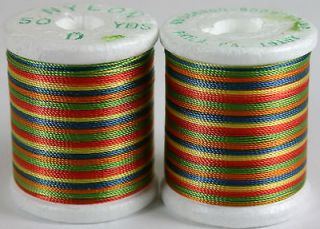 Spools Vintage Gudebrod Variegated Rainbow Thread Size D 50 yd ea