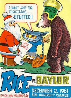 1961 Rice Owls v Baylor Bears Program Chase
