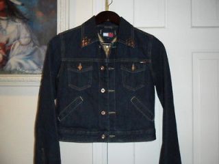 Tommy Hilfiger Womens Denim Jean Jacket Embellished W/Copper Studs