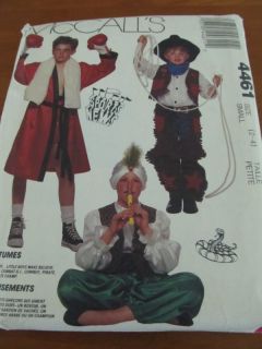 HALLOWEEN COSTUME SEWING PATTERN SIZE 2 4 PIRATE COWBOY SNAKE CHARMER