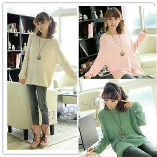 Ladies Batwing Round Neck Knitted Pullover Jumper Casual Loose Long