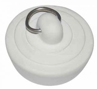 White Rubber Basin, Sink, Tub Stopper with Nickel Plated Ring NEW
