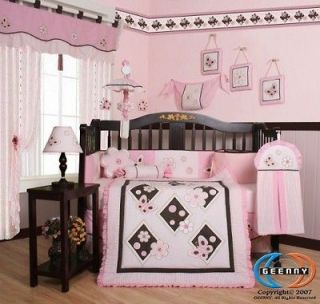 Newly listed Boutique Pink Brown Butterfly 13PCS CRIB BEDDING SET