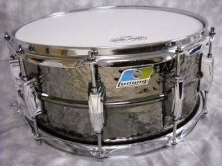 2012 LUDWIG 6 1/2 X 14 HAND HAMMERED BLACK BEAUTY SNARE WITH CASE