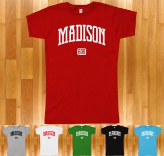 MADISON 608 T shirt   Area Code 608   Wisconsin UW Dane Badgers
