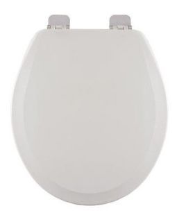 Eljer Stratton Round White Toilet Seat With Chrome Hinge~New