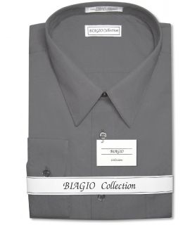 Biagio COTTON CHARCOAL GREY Dress Shirt sz 18.5 34/35