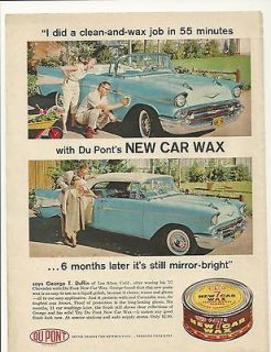 1957 Chevy Bel Air Convertible DuPont New Car Wax Colored Ad
