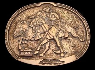 1982 FREDERIC REMINGTON **WOUNDED BUNKIE** SOLID BRASS ART BUCKLE