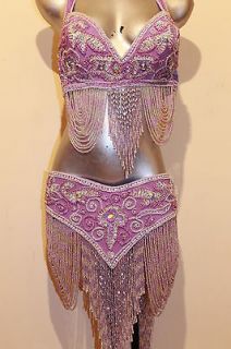 puple luxury belly dance costume belts set 5 pieces samba dance set