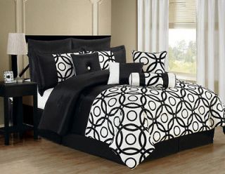 10 Piece Queen Benson Black and White Comforter Set