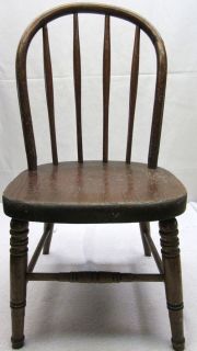Antique Primitive Childs Chair Miniature Wood Windsor Country Rustic