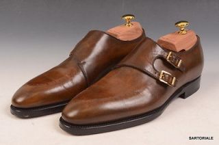 2790 KITON Napoli Hand Made Brown Double Monk Strap Shoes Trees 6.5